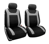 FH GROUP Fundas de Asiento de Coche, Fundas de Asiento Deportivas, Solo para Asientos Delanteros, compatibles con Bolsa de Aire, Color Gris y Negro, Fundas de Asiento de automóvil pequeñas, diseño de