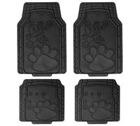 FH Group - Juego Completo de Alfombrillas de Goma Resistentes con Dibujo de Huellas de Mascota, universales, recortables, Resistentes a la Intemperie, para la mayoría de Coches, SUV y Camiones, Negro
