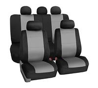 FH GROUP Juego Completo de Fundas de Asiento de automóvil, de Neopreno Gris, Ajuste Universal, Fundas de Asiento Delantero de Respaldo bajo, compatibles con Bolsa de Aire, Asiento Trasero Dividido,