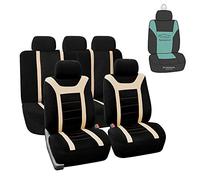 FH GROUP Juego Completo de Fundas de Asiento de Coche, Color Beige, Accesorios de Color Beige, Fundas de Asiento Trasero Dividido, Ajuste Universal, Protector de Asiento Interior de Coche, Camiones,