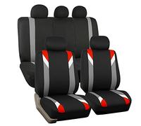 FH GROUP Juego Completo de Fundas de Asiento de Coche, Fundas de Asiento para Asientos de Respaldo bajo con reposacabezas extraíble, Ajuste Universal, Funda de Asiento de automóvil, Compatible con