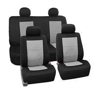 FH Group Juego completo de fundas de neopreno para asientos de coche, impermeables, de ajuste universal, fundas de asiento delantero de respaldo bajo, funda de asiento trasero sólido, funda de asiento