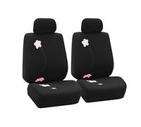 FH Group - Juego Completo de Fundas para Asiento de Coche, diseño Floral, Compatible con airbag y Banco Dividido, para la mayoría de Coches, Camiones, todoterrenos, Furgonetas, Color Negro