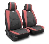 FH Group Juego de Fundas de Asiento Delantero de Piel sintética, para Asiento de Respaldo bajo, Ajuste Universal, Compatible con aribag, para Todoterreno, sedán, Furgoneta, Burdeos