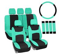 FH Group Juego de Fundas de Asiento para automóvil, Ajuste Universal, Color Naranja, se Adapta a la mayoría de Coches, SUV y Camiones (Compatible con airbag y Banco Dividido) FB030MINT115-COMBO