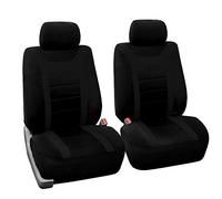 FH Group Juego de Fundas para Asientos Delanteros de automóvil, de Tela Negra, para Asientos de Respaldo bajo con reposacabezas extraíbles, Ajuste Universal, Compatible con Bolsa de Aire para SUV,