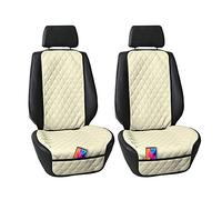 FH GROUP Juego de Protectores de Asiento de Coche de Piel sintética de Lujo, con diseño de Diamante, Compatible con Bolsa de Aire, Ajuste Universal para Coches, Camiones y SUV (Beige)