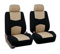 FH GROUP Juego Delantero Plano Tejido - Fundas para Asientos de Coche, Color Beige