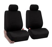 FH Group Juego Delantero Plano Tejido - Fundas para Asientos de Coche Negro
