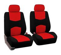 FH GROUP Juego Delantero Plano Tejido - Fundas para Asientos de Coche Rojo