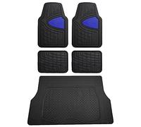 FH Group Premium Liners - Alfombrillas de Goma recortables de Canal Alto (Azul), Juego Completo con Forro de Carga de Vinilo Recortable (Negro) - Ajuste Universal para Coches, Camiones y SUV