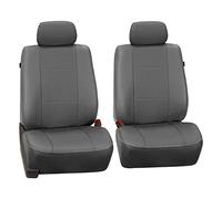FH GROUP PU007GRAY102 - Juego de 2 Fundas de Asiento de Cuero sintético de Lujo Gris (Compatible con Bolsa de Aire)