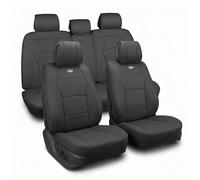 FH GROUP Ultra Comfort - Juego Completo de Cojines de Asiento de Coche de Piel sintética, Ajuste Universal para Coches, Camiones y SUV (Negro sólido)