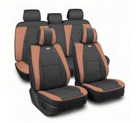 FH GROUP Ultra Comfort - Juego Completo de Fundas de cojín de Piel sintética Asientos Delanteros y Traseros, Ajuste Universal para Coches, Camiones y SUV (marrón/Negro)