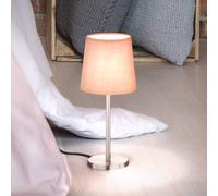 FH Lighting Lámpara de mesa Eve pantalla de lino níquel/rosa