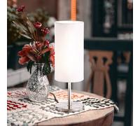 FH Lighting Lámpara de mesa Kira pantalla textil níquel/blanco