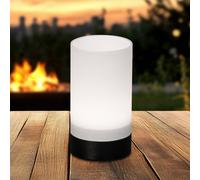 FH Lighting Lámpara de mesa LED recargable Fenya, negro/ópalo mate Altura 14 cm IP54