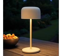 FH Lighting Lámpara de mesa LED recargable Finley, color beige arena, altura 22 cm, metal,