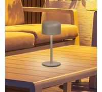 FH Lighting Lámpara de mesa LED recargable Finley gris-marrón Altura 22 cm Metal IP54
