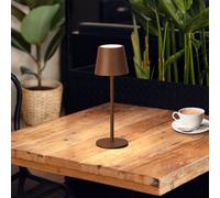 FH Lighting Lámpara de mesa LED recargable Roxi, color óxido, metal, IP54, atenuador