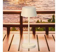 FH Lighting Lámpara de mesa LED recargable Sienna Pro beige arena, 24 cm, metal IP54