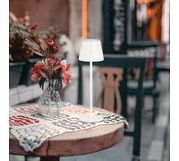 FH Lighting Lámpara de mesa LED recargable Viletto, blanca, IP54