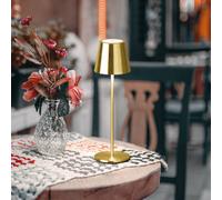 FH Lighting Lámpara de mesa LED recargable Viletto, color latón, IP54