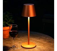 FH Lighting Lámpara de mesa LED recargable Viletto, color óxido, altura 36 cm, IP54