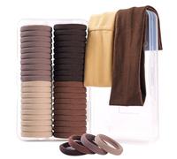 FHALLYNN Juego de 40 cintas para el cabello de color marrón sin daños con bandas para el cabello y soportes para coletas de caballo de mujer, 2 diademas de tela marrón para mujer, lazos para el