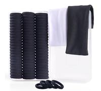 FHALLYNN Juego de 72 cintas negras para el cabello para mujer, con 72 soportes para cola de caballo y bandas para el cabello de mujer, diademas blancas y negras para mujer, todo empaquetado en una
