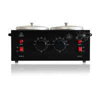 FHATSJ Calentador de cera negro con cuentas de cera derretida profesional para depilación, calentador de cera eléctrico rápido con juego de temperatura ajustable para mujeres (ollas dobles negras)