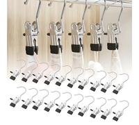 FHBHJNATC 20 Piezas Perchas Pantalones, Perchas para Pantalones, Perchas Pinzas, Clip Metálico Antideslizante Multifuncional, Adecuado para Sujetar Ropa, Calcetines, Pantalones, Zapatos, Etc (Negro)