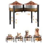 FHDUSRYO - Soporte elevado para cuenco de perro, comedero de metal mejorado para perros, 4 alturas ajustables de 7 a 10.6 pulgadas y ancho de 5 a 10 pulgadas, antideslizante y sin derrames, soporte