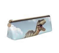 FHEBNDS Bolsa de maquillaje de dinosaurio caminando con dinosaurios para mujeres y hombres, estuche grande para lápices estéticos, monedero, bolsa de cosméticos de piel con cremallera, organizador de