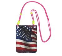 FHEBNDS Bolsos cruzados con la bandera de Estados Unidos para mujer, bolso pequeño de viaje para teléfono celular, monederos para hombre, color negro, fucusia, talla única