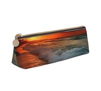 FHEBNDS The Beach Sunset - Bolsa de maquillaje para mujeres y hombres, estuche grande para lápices estéticos, monedero, bolsa de cosméticos de piel con cremallera, organizador de oficina, artículos