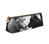 FHEBNDS Wolves Love Under The Moon - Bolsa de maquillaje de animales salvajes para mujeres y hombres, estuche grande para lápices estético, monedero, bolsa de cosméticos de piel con cremallera
