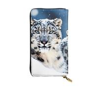 FHEDVBN Cartera de piel con diseño de leopardo de nieve de ojos azules para hombres y mujeres, bolso de mano grande de negocios, soporte para teléfono de viaje, tarjetero de crédito, funda de dinero