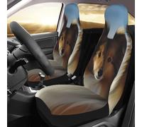 FHEDVBN Juego de 2 fundas de asiento delantero de coche con diseño de perro Shetland, protector de asiento de automóvil de lujo para automóviles, impermeable, antideslizante, funda de cojín universal