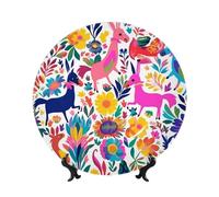 FHEDVBN Plato decorativo para exhibición, plato decorativo de porcelana de hueso de animales otomí mexicanos de 10 pulgadas, plato de cena de cerámica con soporte, adornos para colgar en la pared