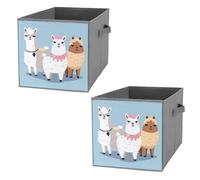 FHESDCW Bonita caja de almacenamiento plegable de alpacas con asas, cubos de almacenamiento Oxford duraderos, 2 organizadores plegables para el hogar, estantes, oficina, viajes