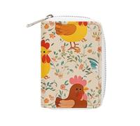 FHESDCW - Bonito soporte para tarjetas de gallo y pollito, para hombres y mujeres, con 20 ranuras para tarjetas, cartera pequeño con cierre