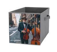 FHESDCW Street Singer - Caja de almacenamiento plegable con asas, cubos de almacenamiento Oxford duraderos, 1 organizador de armario plegable para el hogar, estante, oficina, viajes
