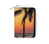 FHESDCW Sunrise of on The Sea Tarjetero para hombres y mujeres, tarjetero de cuero con 20 ranuras para tarjetas, monedero pequeño con cremallera