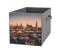 FHESDCW The Old Town at Sunset - Caja de almacenamiento plegable con asas, cubos de almacenamiento Oxford duraderos, 1 organizador de armario plegable para el hogar, estante, oficina, viajes