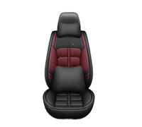 FHFB Fundas Asientos Coche Funda Cuero Asiento Coche para Ford para Everest para Fusion para Edge para Tourneo para Kuga para Mustang Protectores De Cojines Accesorios Interior(Black Red Pillows)