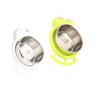 FHGSPQWM 2 cuencos colgantes inoxidables para pájaros, estación de alimentación de acero inoxidable, plato de comida para loros, jaula de pájaros, accesorios de alimentación, cuenco montado en jaula