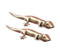 FHGSPQWM 2 figuras elegantes de gecos de cobre para decoración de manualidades, estatua para escritorio, pisapapeles, promoción de la suerte y estante
