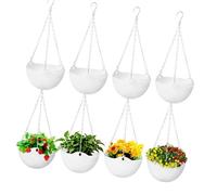 FHGSPQWM 8 soportes colgantes para plantas con depósitos de agua y cadena de metal, maceta colgante de riego automático para decoración de interiores y exteriores, colgador de plantas con riego