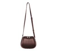 FHGSPQWM Bolso bandolera de piel sintética para mujer, a rayas, con forma de concha, casual, para teléfono, bandolera de piel sintética, Brown